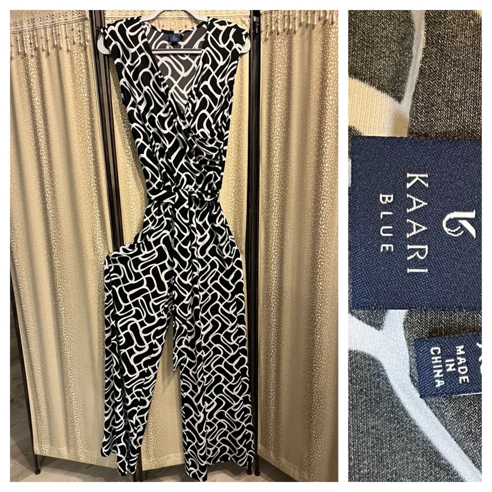 Kaari Blue Monochrome Patterned Jumpsuit